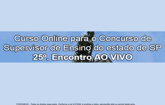 CURSO ONLINE PARA O CONCURSO DE SUPERVISOR DE ENSINO DE SP (2018)